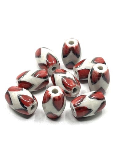 Üçgen Çizğili Seramik Boncuk