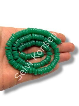 El Yapımı Venetian Parlak Disk-Rondela Cam Boncuk Çimen Yeşili Dizi 8x4 mm