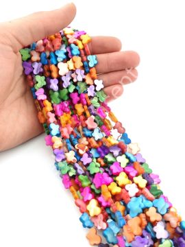 Renkli Kelebek Doğal Sedef Taşı Dizi 13x10 mm
