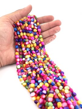 Renkli Amorf Kesim Doğal Sedef Taşı Dizi 8-10 mm