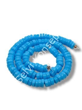 El Yapımı Venetian Parlak Disk-Pul Cam Boncuk Mavi Dizi 8x4 mm