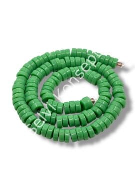 El Yapımı Venetian Parlak Disk-Pul Cam Boncuk Mint Yeşili Dizi 8x4 mm