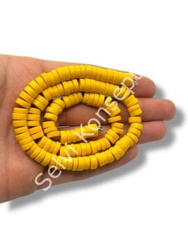 El Yapımı Venetian Parlak Disk-Pul Cam Boncuk Hardal Dizi 8x4 mm