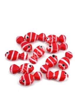 Murano Cam Çizgili Balık Kırmızı