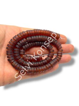 El Yapımı Venetian Parlak Disk-Rondela Cam Boncuk Topaz Renk Dizi 8x4 mm