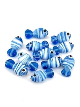 Murano Cam Çizgili Balık Cam Mavi