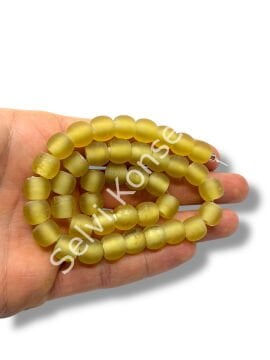 El Yapımı Venetian Buzlu Küre Zeytin Çiçeği Cam Boncuk Dizi 10 mm