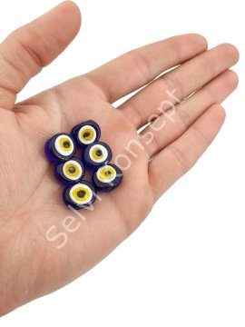 Sarı Göz Danagöz Cam Boncuk Küçük Boy 10 Adet