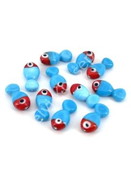 Murano Cam Balık Kırmızı-Mavi