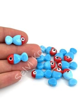 Murano Cam Balık Kırmızı-Mavi