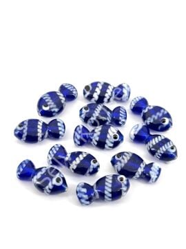 Murano Cam Çizgili Balık Lacivert