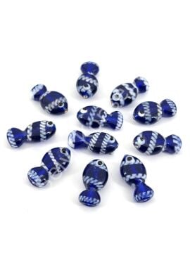 Murano Cam Çizgili Balık Lacivert