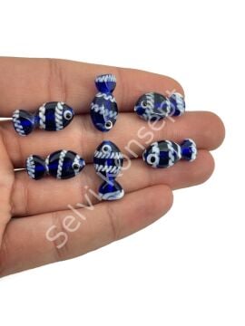 Murano Cam Çizgili Balık Lacivert