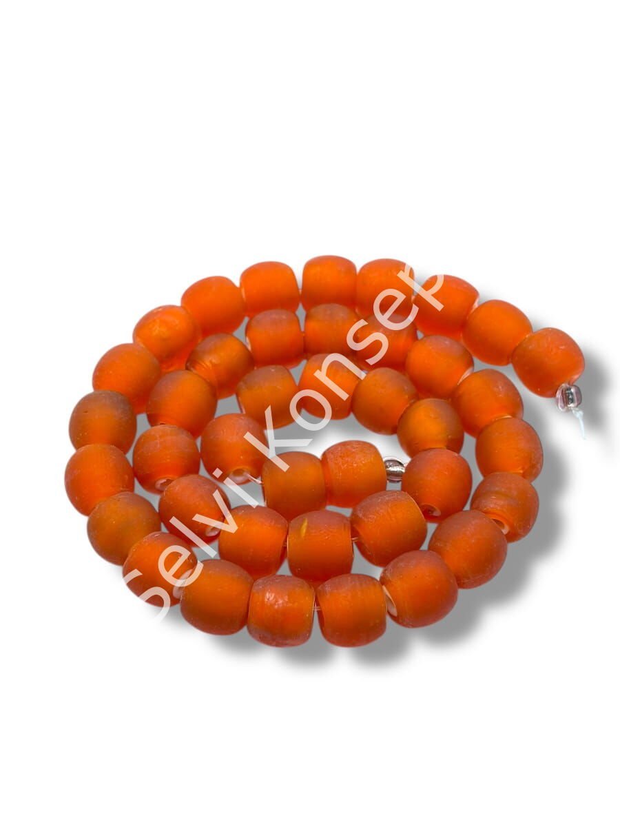 El Yapımı Venetian Buzlu Küre Turuncu Cam Boncuk Dizi 10 mm