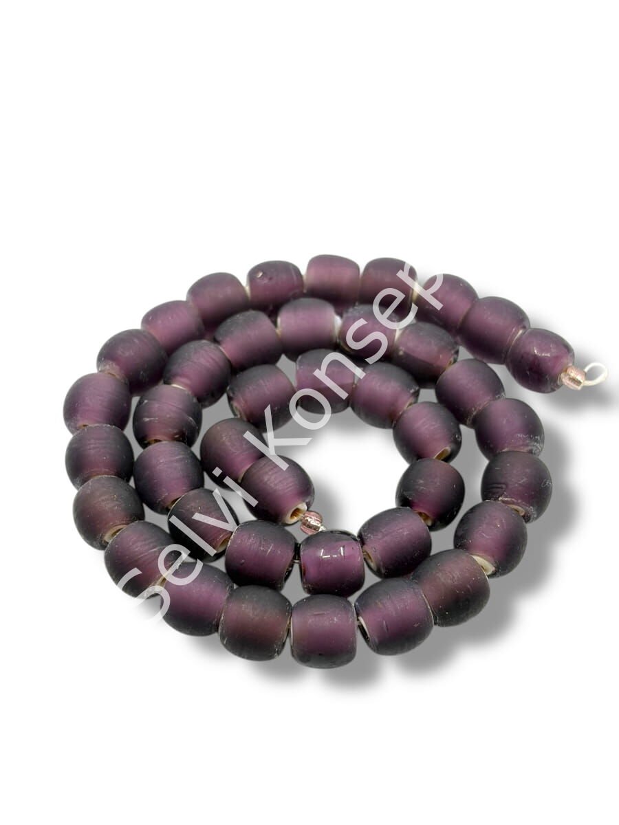 El Yapımı Venetian Buzlu Küre Üzüm Buğusu Cam Boncuk Dizi 10 mm