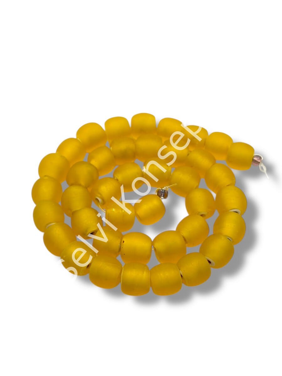 El Yapımı Venetian Buzlu Küre Hardal Güneşi Cam Boncuk Dizi 10 mm