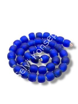 El Yapımı Venetian Buzlu Küre Lacivert Cam Boncuk Dizi 10 mm