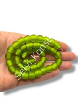 El Yapımı Venetian Buzlu Küre Tropik Yeşil Cam Boncuk Dizi 10 mm