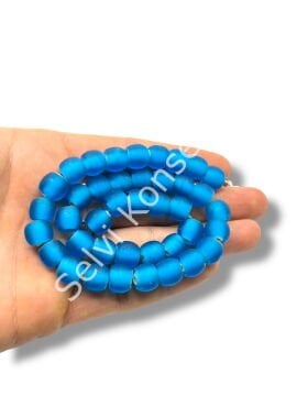 El Yapımı Venetian Buzlu Küre Mavi Cam Boncuk Dizi 10 mm