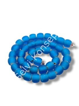 El Yapımı Venetian Buzlu Küre Mavi Cam Boncuk Dizi 10 mm