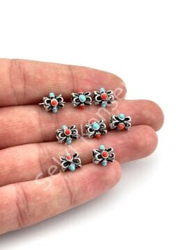 Gümüş Kaplama Boncuklu Silindir Ara Malzeme 8 mm