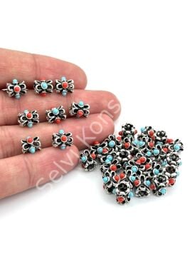 Gümüş Kaplama Boncuklu Silindir Ara Malzeme 8 mm