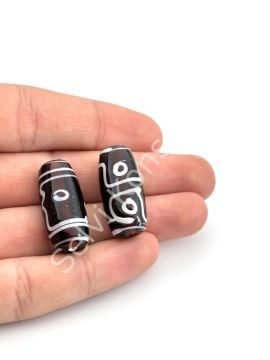 Etnik Desenli Oval Cam Boncuk Şeffaf Kahverengi 10 Adet