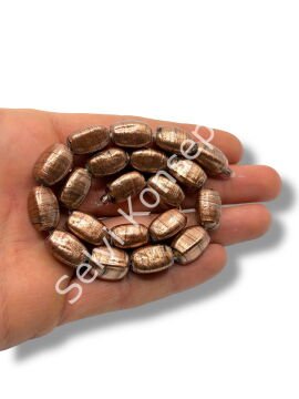 El Yapımı Vintage Aventurin Bakır Işıltılı Cam Boncuk Yastık Form 10x15 mm