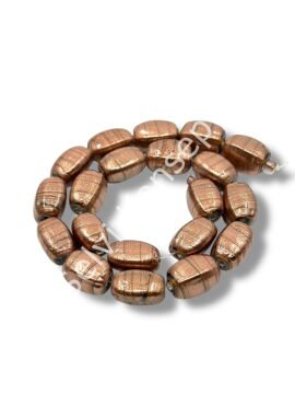 El Yapımı Vintage Aventurin Bakır Işıltılı Cam Boncuk Yastık Form 10x15 mm