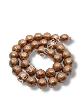 El Yapımı Vintage Aventurin Bakır Işıltılı Cam Boncuk Küre Form 11 mm