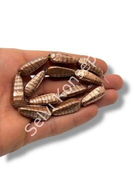 El Yapımı Vintage Aventurin Bakır Işıltılı Cam Boncuk Damla Form 9x26 mm