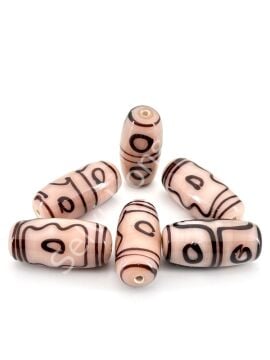 Etnik Desenli Oval Cam Boncuk Pembe 10 Adet