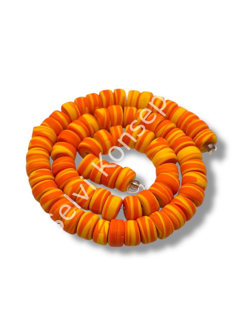 El Yapımı Venetian Gün Batımı Sarmalı Mat Rondela Cam Boncuk Dizi 10x5 mm