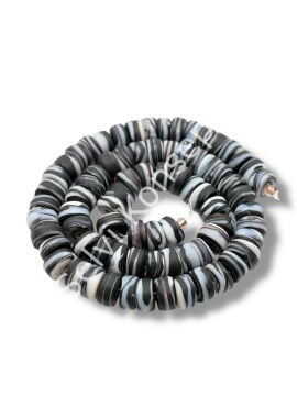 El Yapımı Venetian Zebra Sarmalı Mat Rondela Cam Boncuk Dizi 10x5 mm