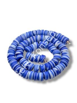 El Yapımı Venetian Gece Mavisi Sarmalı Mat Rondela Cam Boncuk Dizi 10x5 mm