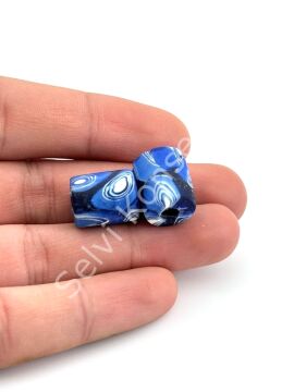 Gana-Krobo Cam Boncuk Saks Mavi 13x16 mm 10 Adet