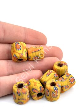 Gana-Krobo Cam Boncuk Hardal 13x16 mm 10 Adet