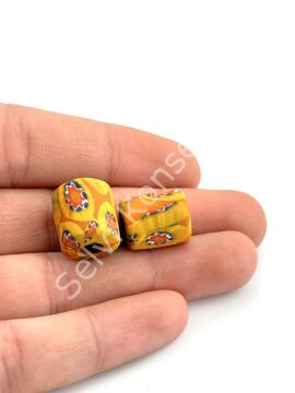 Gana-Krobo Cam Boncuk Hardal 13x16 mm 10 Adet