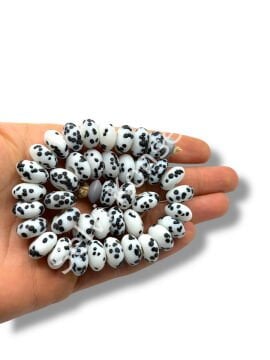 El Yapımı Terrazzo Mat Rondela Dalmaçya Cam Boncuk 12x7 mm