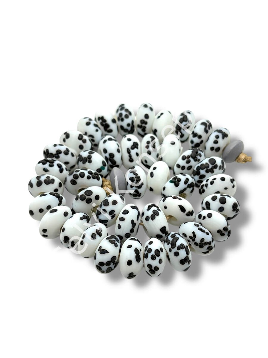 El Yapımı Terrazzo Mat Rondela Dalmaçya Cam Boncuk 12x7 mm