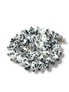 El Yapımı Terrazzo Mat Rondela Dalmaçya Cam Boncuk 12x7 mm