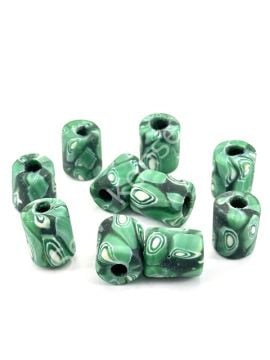 Gana-Krobo Cam Boncuk Yeşil 13x16 mm 10 Adet