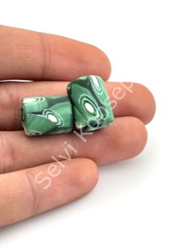 Gana-Krobo Cam Boncuk Yeşil 13x16 mm 10 Adet