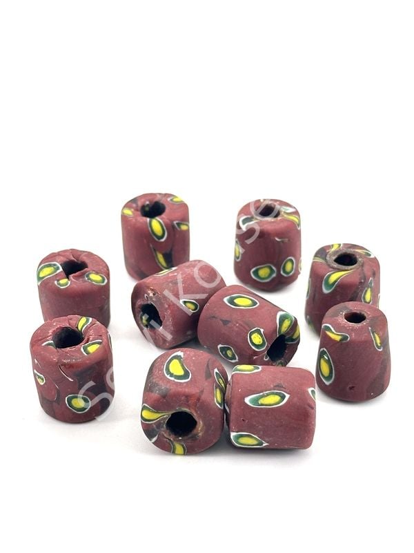 Gana-Krobo Cam Boncuk Bordo 13x16 mm 10 Adet