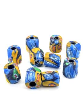 Gana-Krobo Cam Boncuk Karışık Renkli 13x16 mm