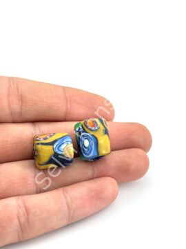 Gana-Krobo Cam Boncuk Karışık Renkli 13x16 mm 10 Adet