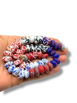 El Yapımı Terrazzo Mat Rondela Karnaval Mix Cam Boncuk 12x7 mm