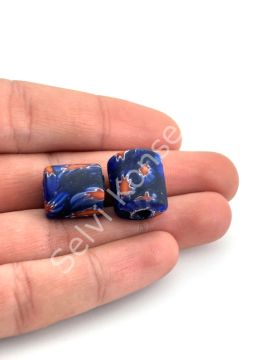 Gana-Krobo Cam Boncuk Lacivert 13x16 mm 10 Adet