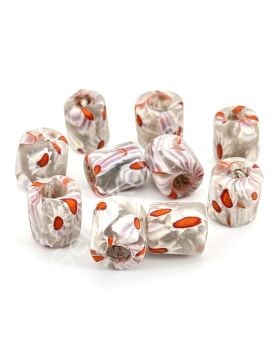 Gana-Krobo Cam Boncuk Beyaz 13x16 mm 10 Adet