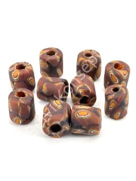 Gana-Krobo Cam Boncuk Kahverengi 13x16 mm